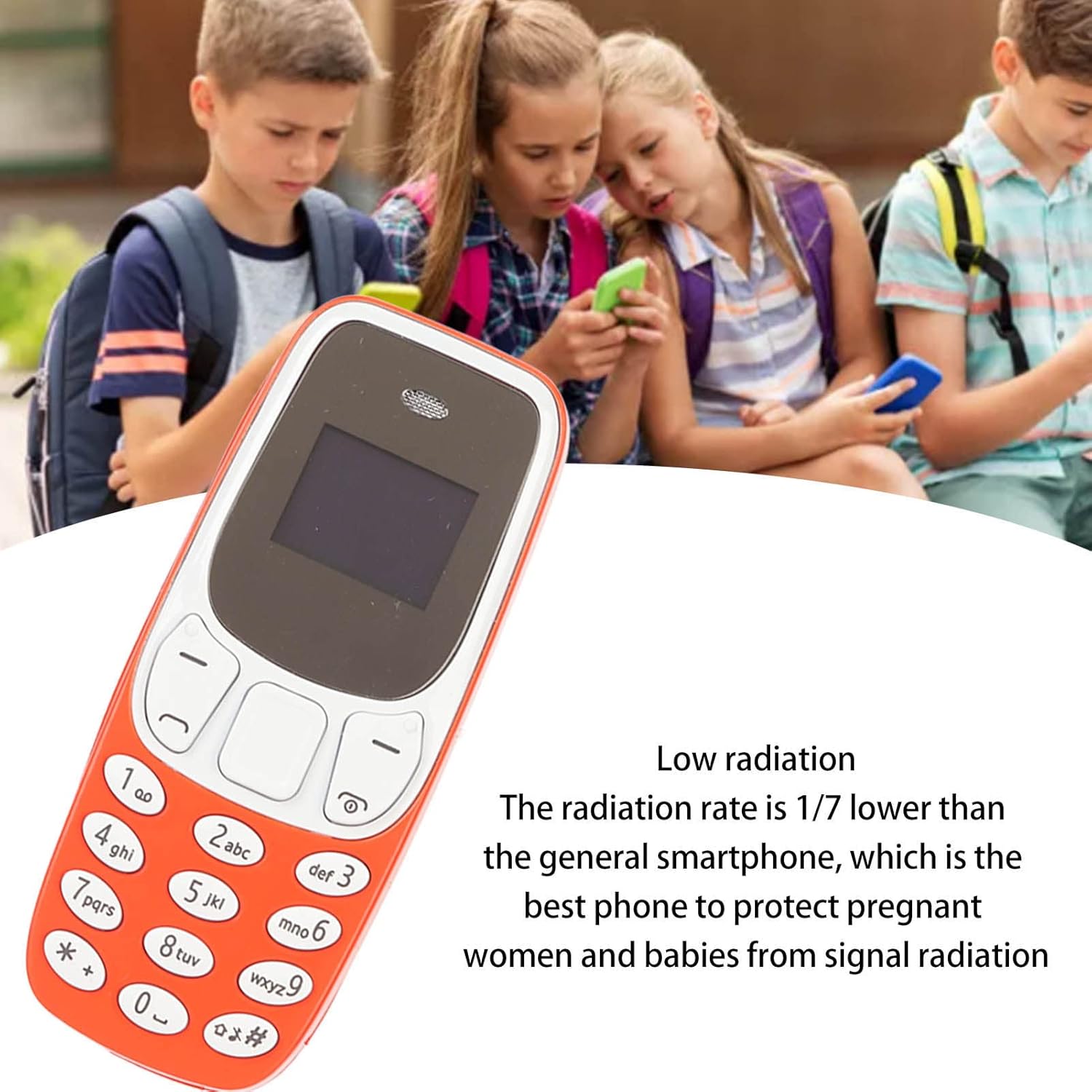 Worlds Smallest Phone Hands Free Bluetooth Dialer Dual SIM Card Unlocked GSM 2 in 1 Mini Mobile Phone (Orange)