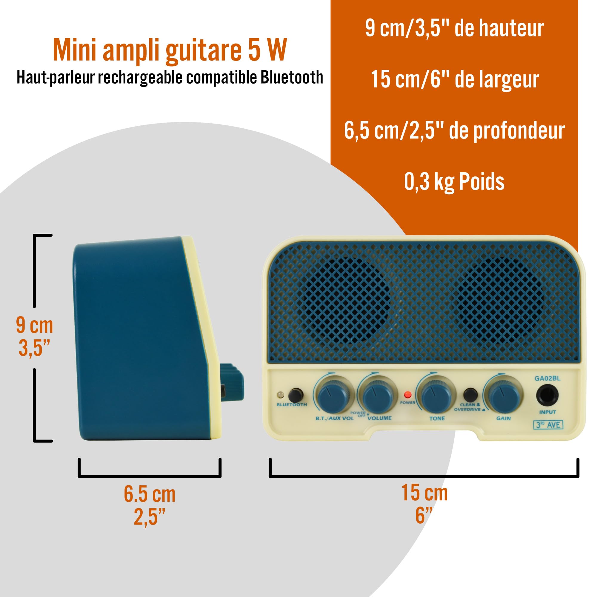 3Rd Avenue Mini Guitar Amplifier/Bluetooth Speaker