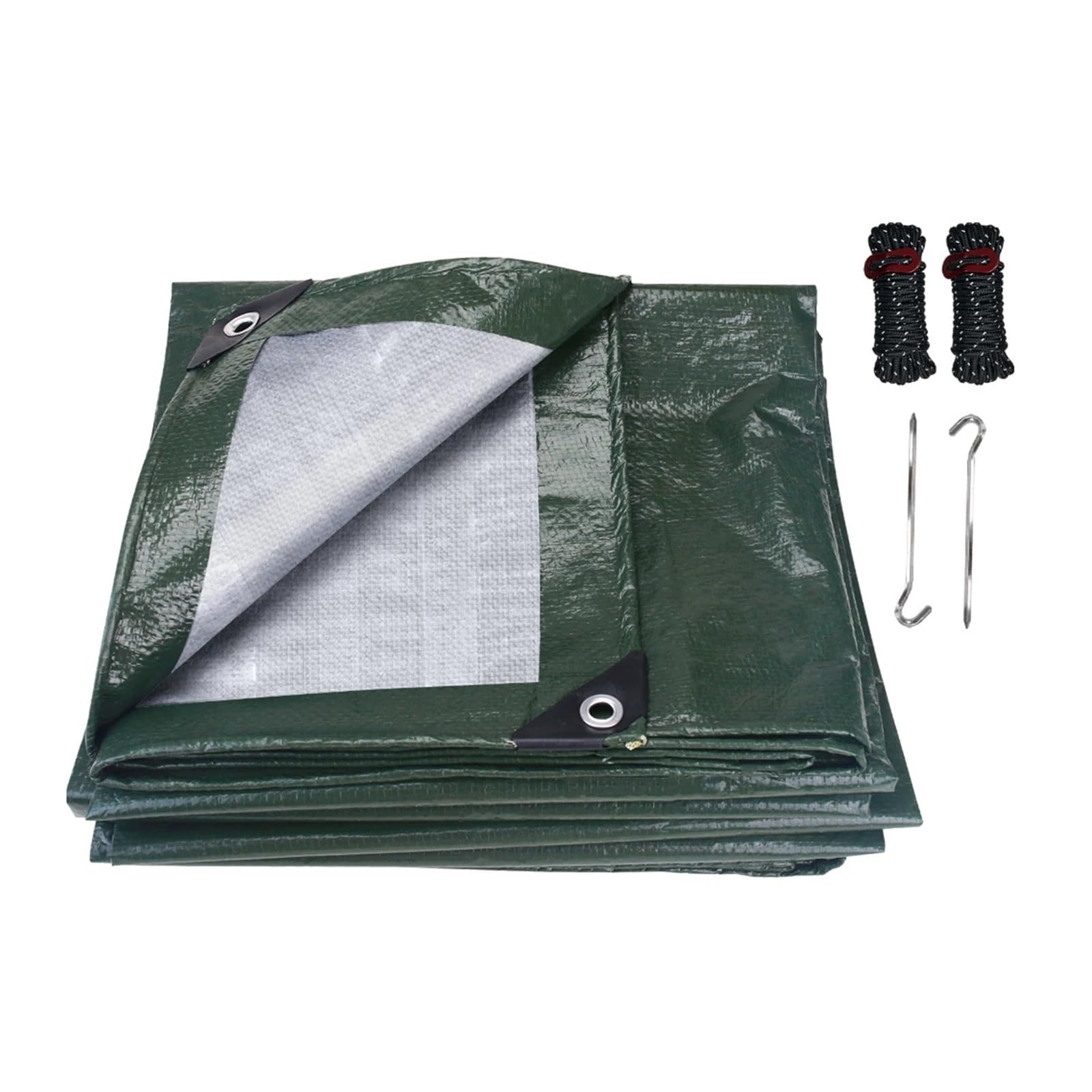 Large PE Tarpaulin Waterproof Tarp Sheet Cover with Reinforced Grommets Rainproof Tarps for Pool Caravan Garden Furniture Covers(Green Kits,3x3M)