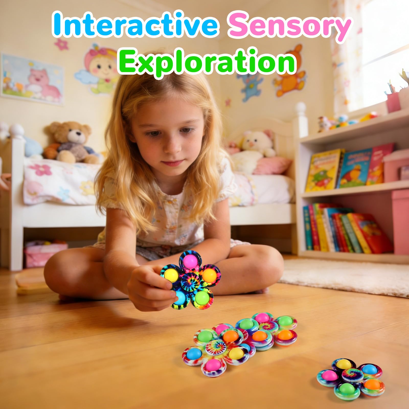 SCIONE Pop Fidget Spinner Toys 4-pak, upominki na imprezę, Boże Narodzenie, zabawki fidget, zestaw zabawek sensorycznych dla dzieci, proste, ADHD, odprężające, ręczne błystki