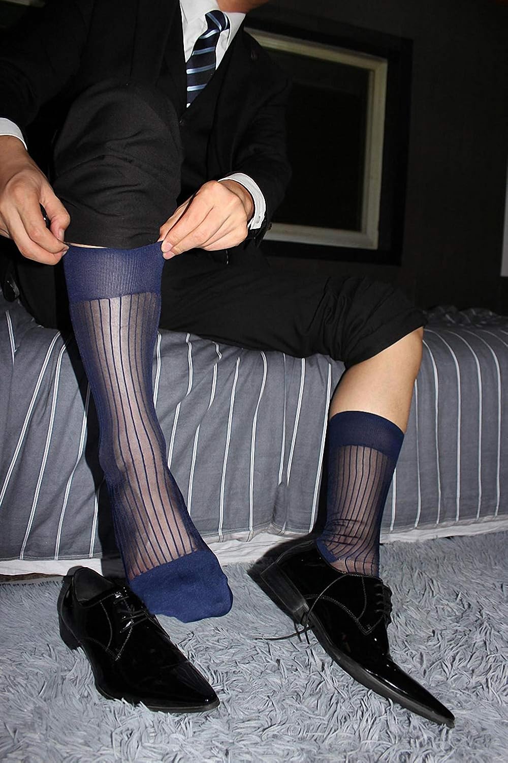 Goobester Men's Sheer Dress Socks - Thin Business Socks For Formal Wear, US 7-11