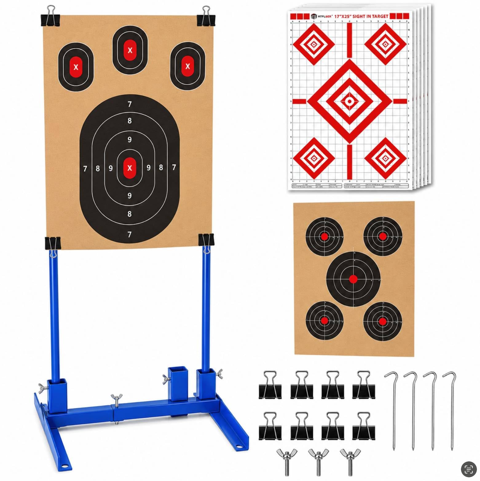 Supporto Regolabile per Bersagli da Tiro – Base Metallica 43 x 63,5 cm – Compatibile con Sagome e Bersagli a Punteggio