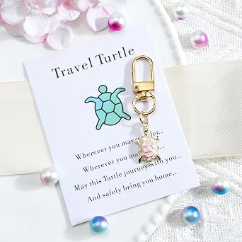 Turtle Keychain, Tortoise Travel Charm, Travel Turtle Keyring, Car Keyring Women, Accessories Gifts for Women, Cute Car Essentials, Goodbye and Congratulations Gifts