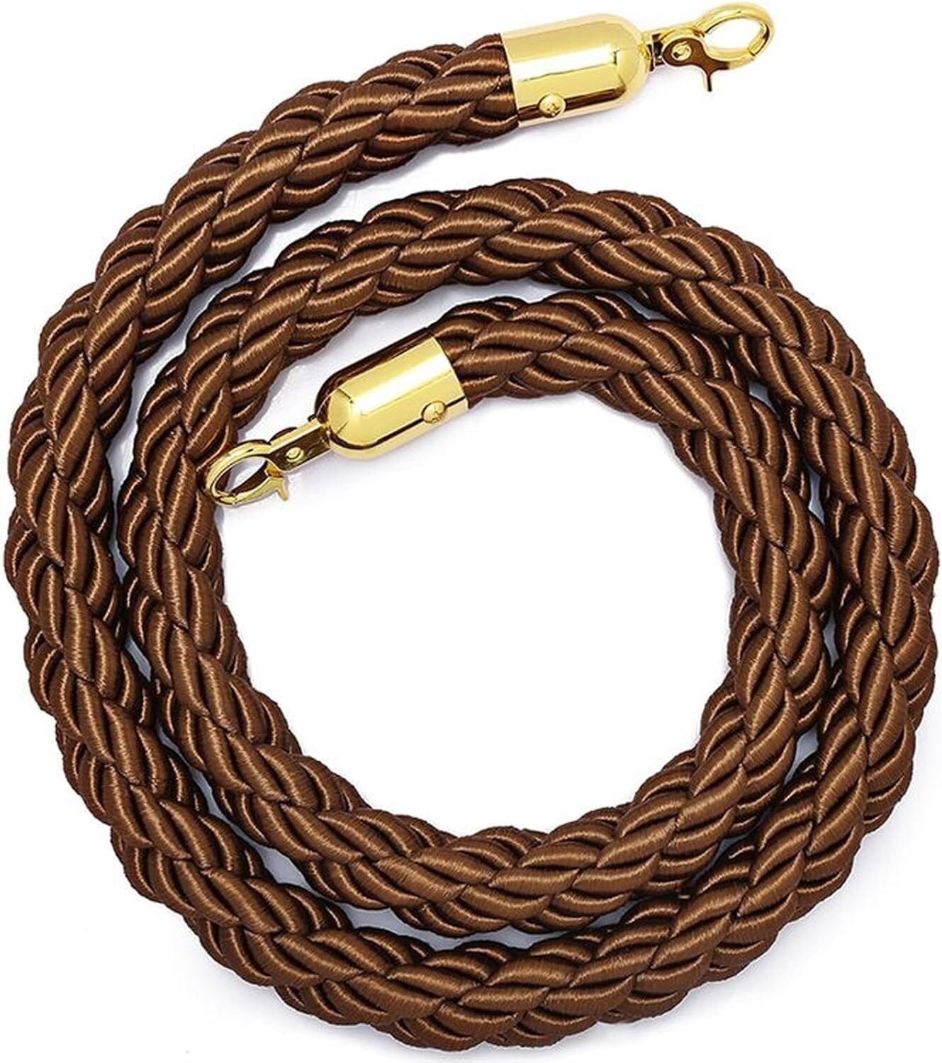 Aioneer 11 Colors Queue Barrier Rope 1-3M With Hooks For Posts & Stands, Crowd Control Stanchion Rope, Hotel Visitor Guidance, Safety Barrier,-Brown-3M