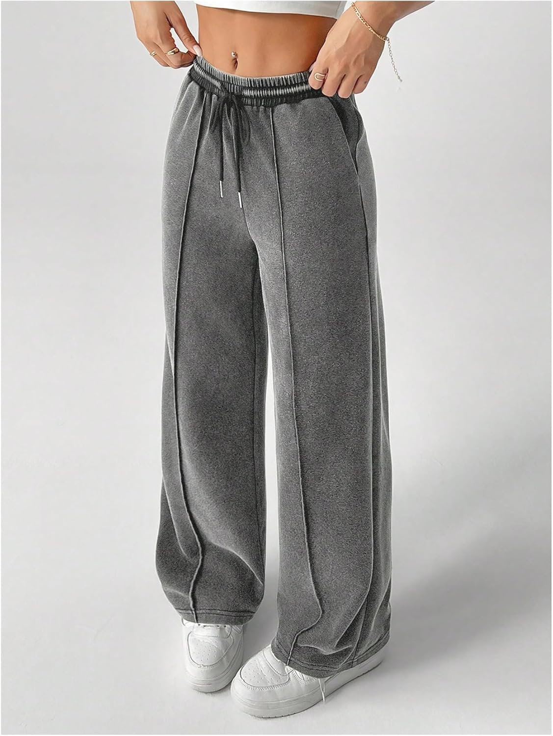 Women's Baggy Sweatpants Drawstring Wide Leg Sweatpants Sweat Pants Trendy Joggers Track Pants