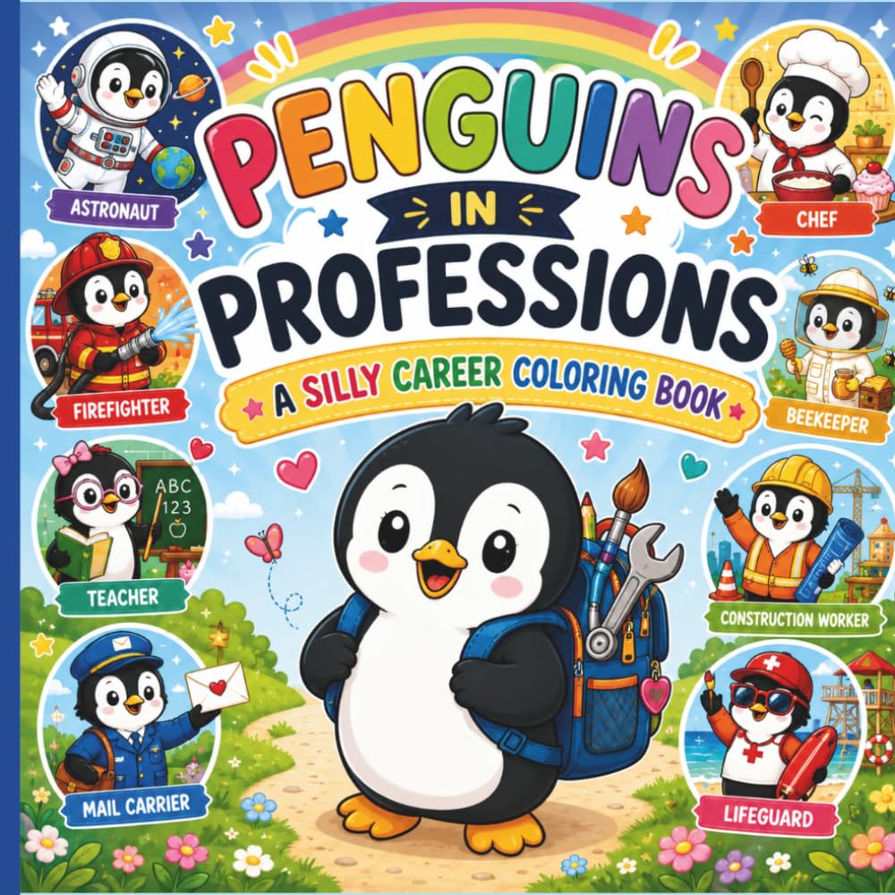Penguins in Professions: A Silly Career Coloring Book