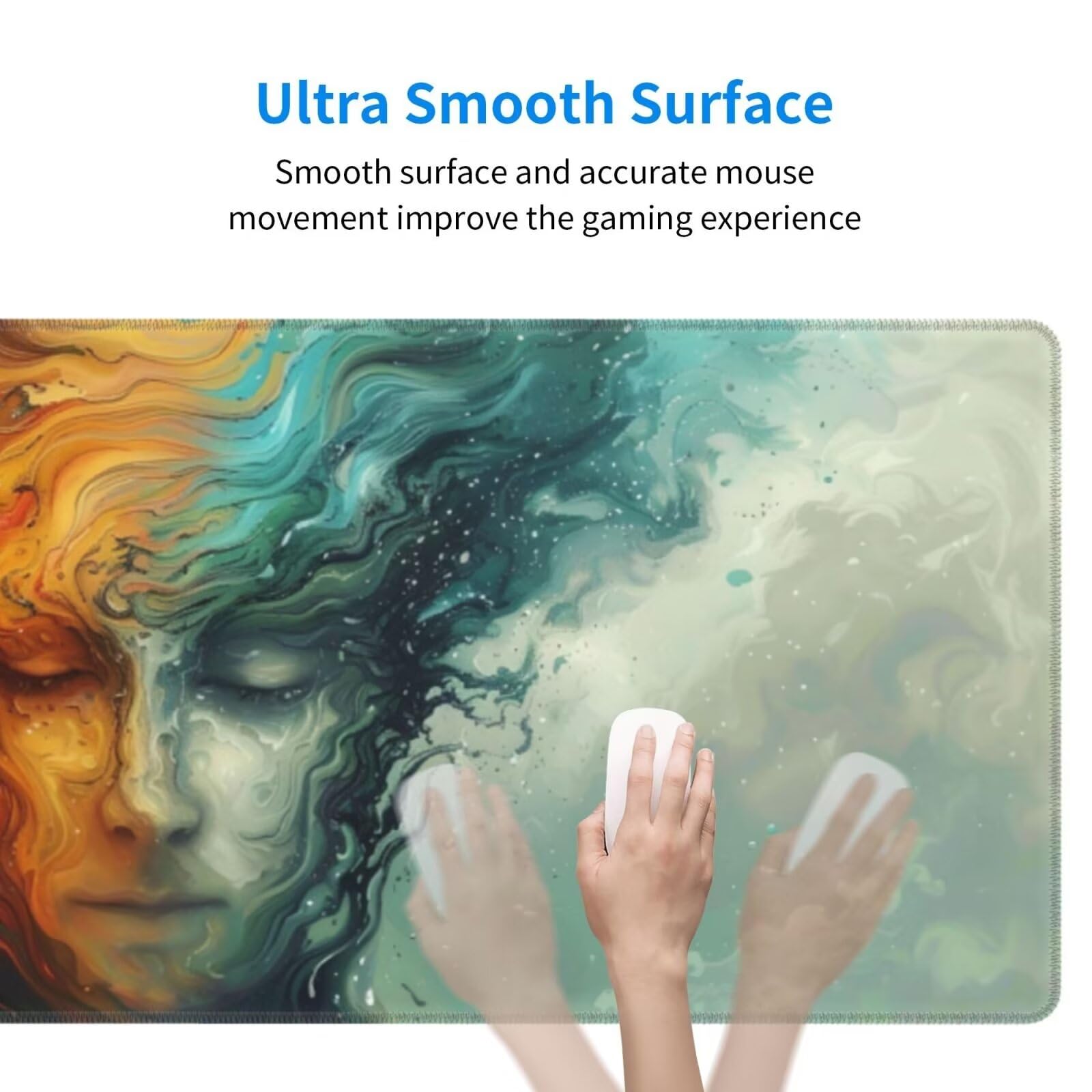 Tappetino Mouse, Tappetino Mouse Gaming Grande XXL 1500x800x3mm Tappetino Scrivania Mouse Pad, Base in Gomma Antiscivolo, Bordi Cuciti,Lavabile, Mousepad per Ufficio e Gaming (Carattere astratto) R113