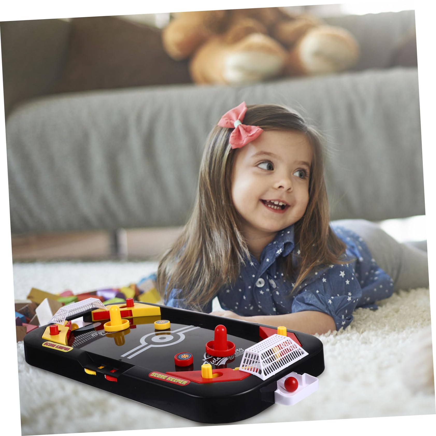 Hockey et Plastique en Mini Glace pour Noir sur Éducatif de Jeu Table à 2 Joueurs, Compétition Ludique et Divertissante Garçon Filles en Intérieur