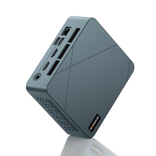 BOSGAME E2 Mini PC with AMD Ryzen 5 3550H, 16GB RAM 512GB NVMe SSD, Triple Displays via USB-C & Dual HDMI, Gigabit Ethernet, Compact Desktop Computer for Business, Office & School