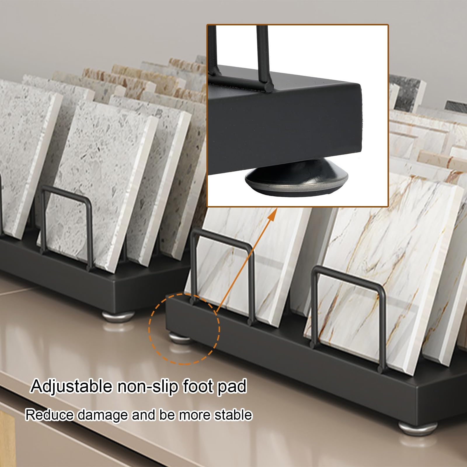 Estante de exhibición de azulejos de escritorio negro, soporte de muestras de 33 cm para materiales de construcción, muestras de azulejos, ferias comerciales y tiendas minoristas, organizador compacto