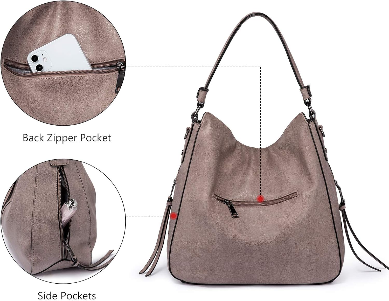 Realer Hobo Crossbody Bags for Women Designer Faux Leather Hobo Handbags Retro Large Size Shoulder Bag Bucket Purse - Image 5