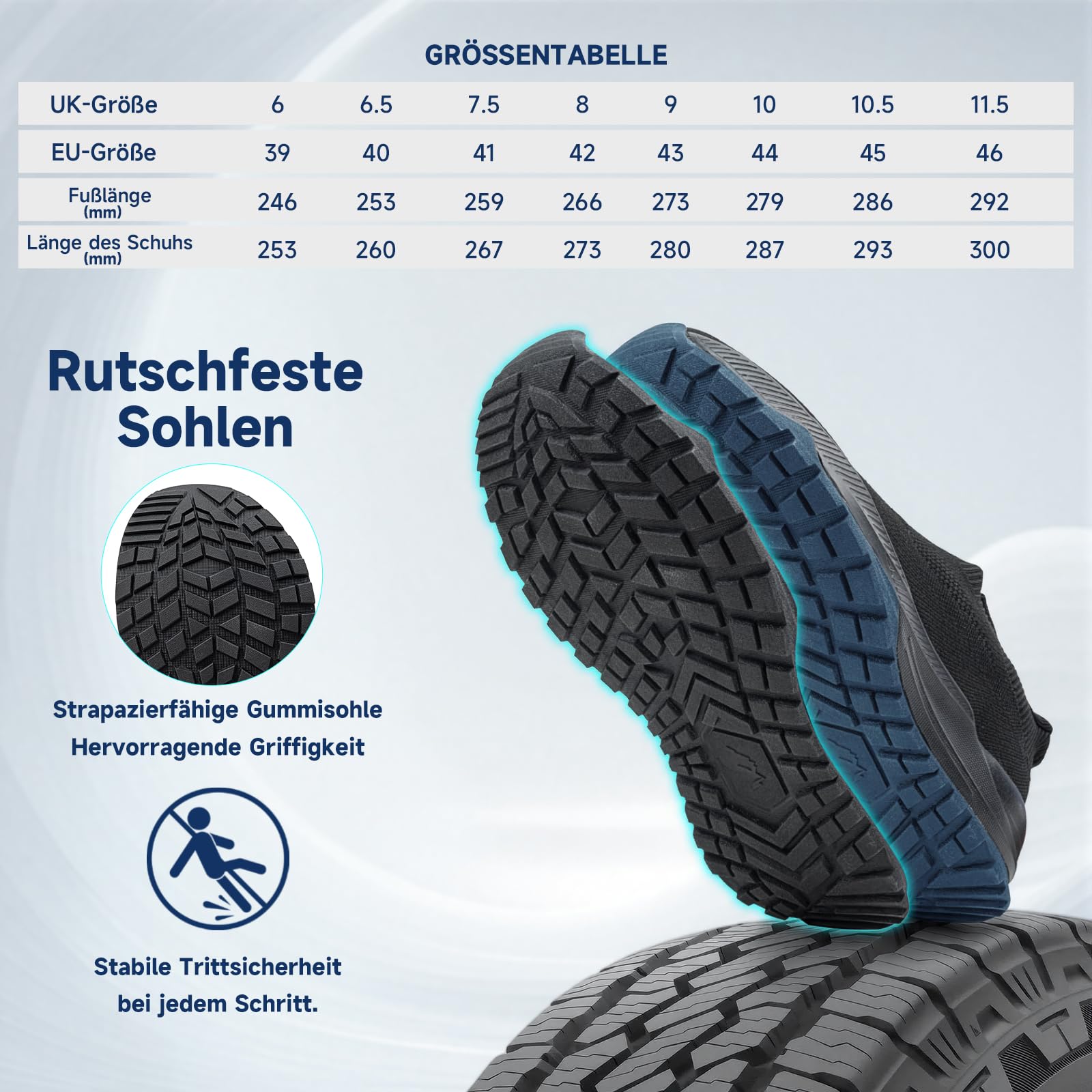 Sosenfer Męskie bardzo szerokie buty do chodzenia, wsuwane oddychające trampki z siateczki dla mężczyzn, lekkie, antypoślizgowe, bez sznurowadeł, na co dzień, sportowe buty do tenisa