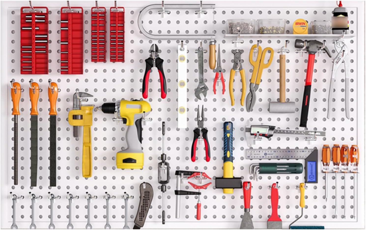 Pegboard Panels, Peg Board Tool Storage Holders, Metal Pegboard Wall Panels, Home Office Craft Room Kitchen Garage Workshop Repair Shop Wall Organizer, Display Shelves