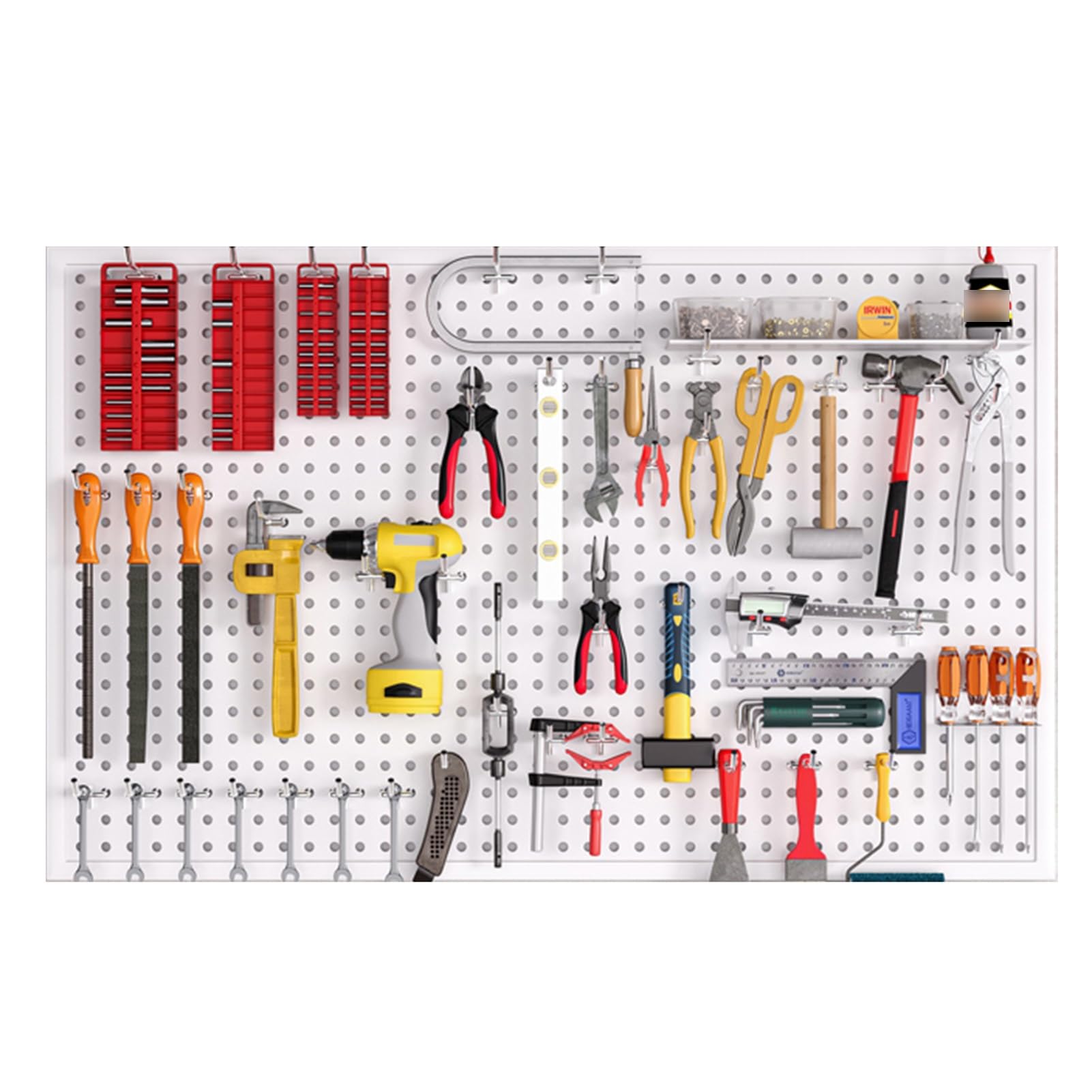 Genérico Kit de Almacenamiento de Pared de Tablero Perforado, Tablero Perforado de Madera, tableros Perforados para Paredes, Paneles de Tablero Perforado, Soportes de Almacenamiento de Herramientas d