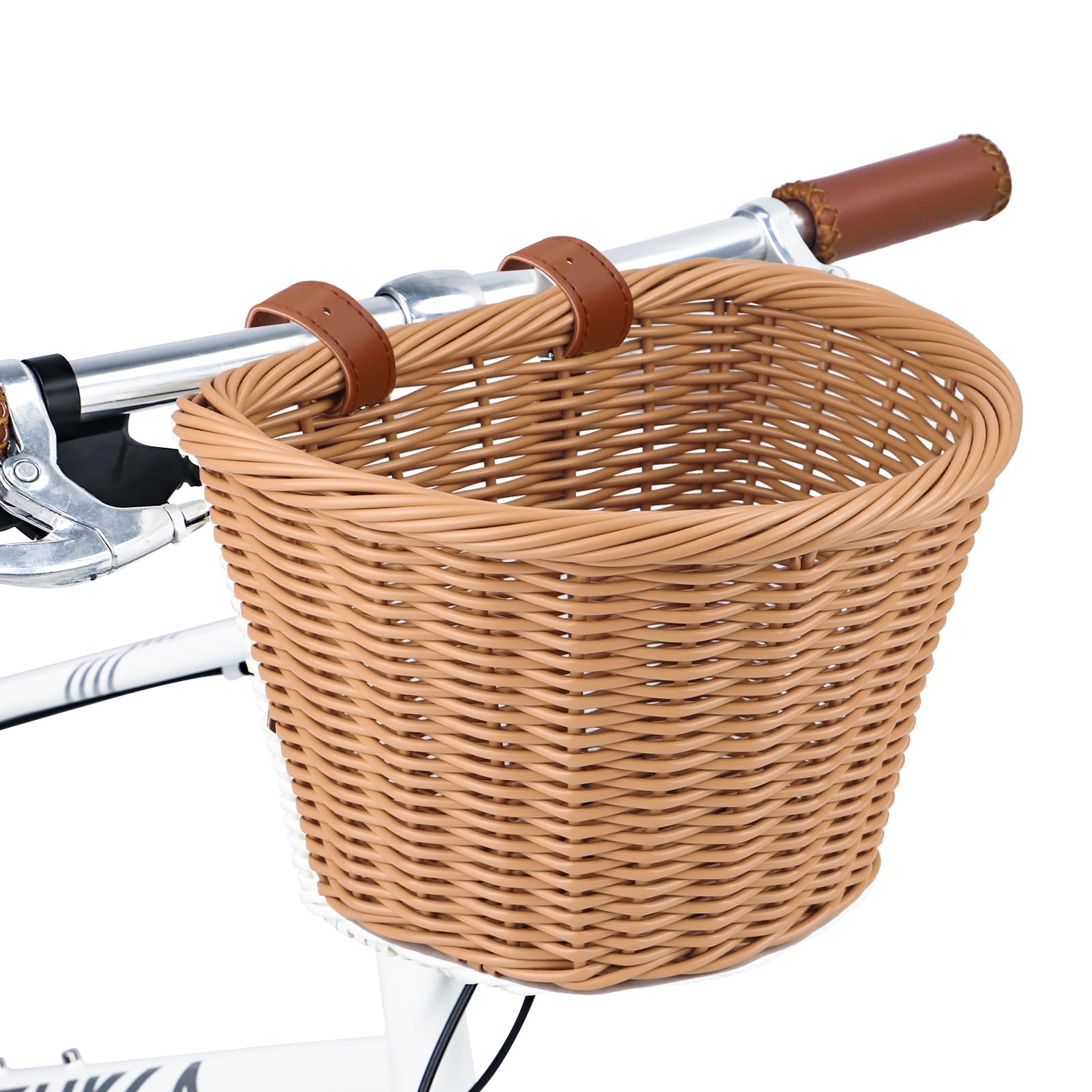 ZUKKA Woven Bike Basket Elegant Semicircle Korb für Erwachsene Fahrräder Frontlenker mit verstellbaren Lederriemen Wasserdicht Lagerung Fahrradkorb- 11.02 x 9.25 x 7.68 Zoll,Multi-Colors