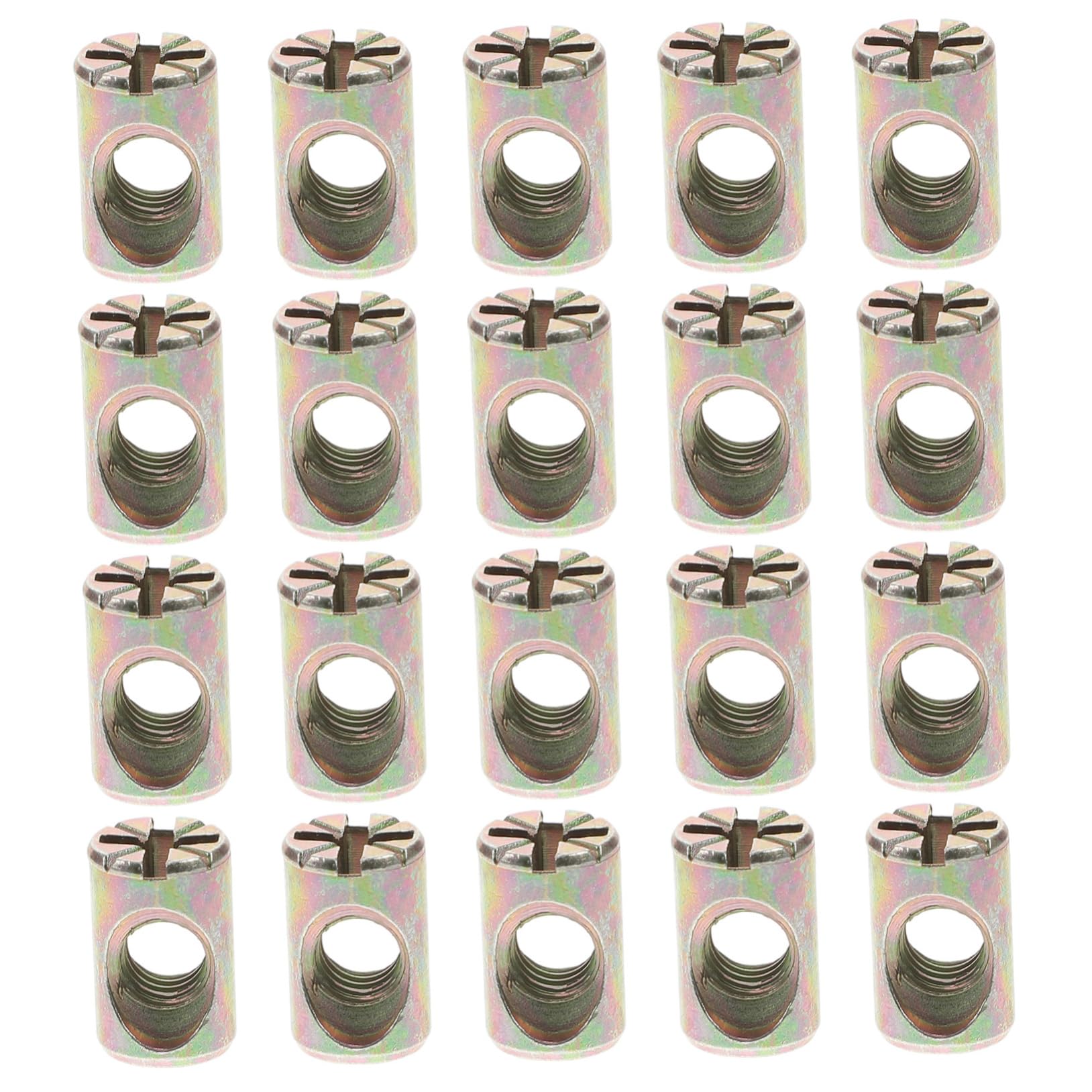 HAWILLOSCH 20pcs Slotted Barrel Nut Cross Furniture Nuts for Chair Assembly Replacement for Beds Tables and Workbenches