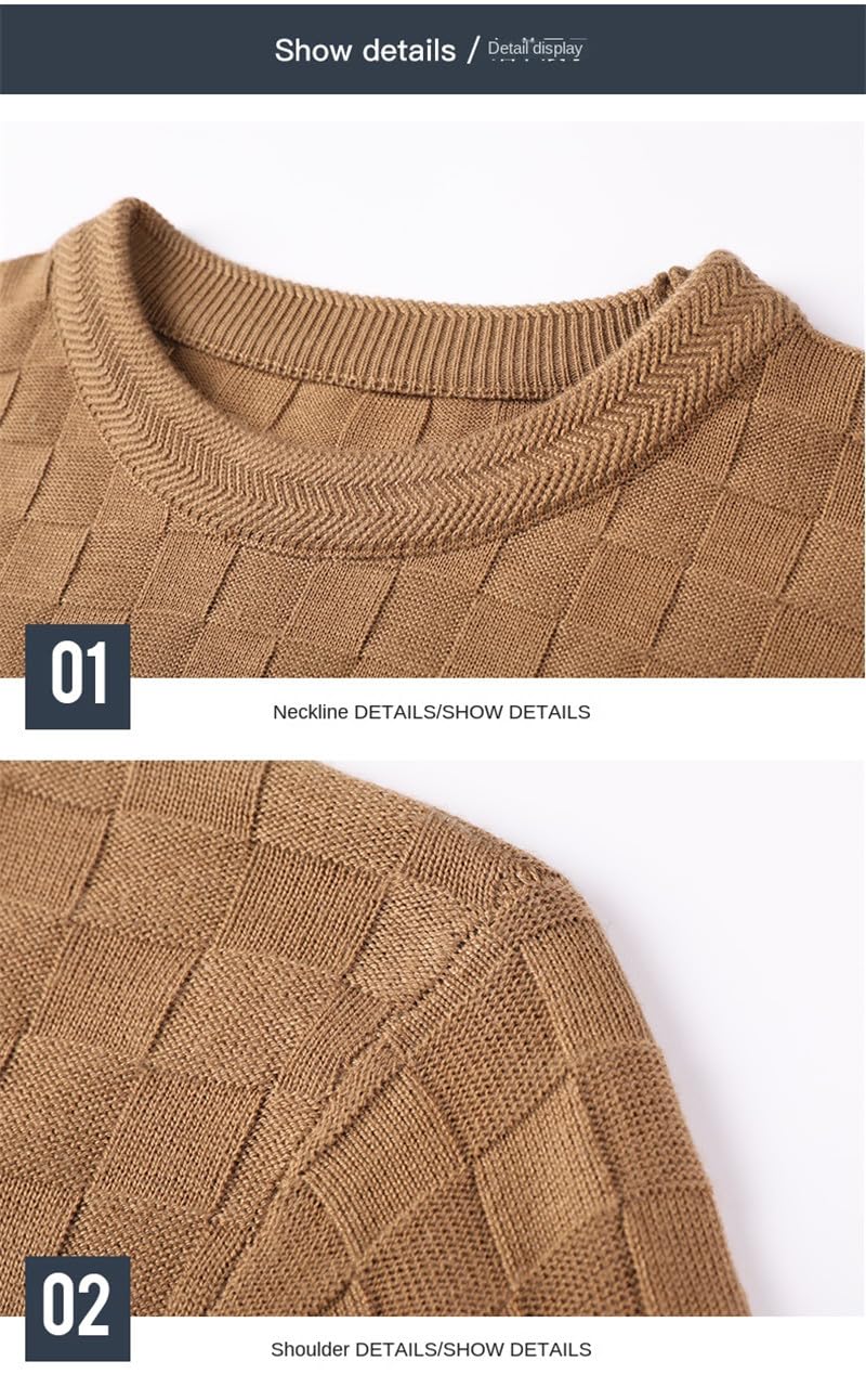 Męski sweter z dzianiny w kratę z długim rękawem O Collar Casual sweter sweter top