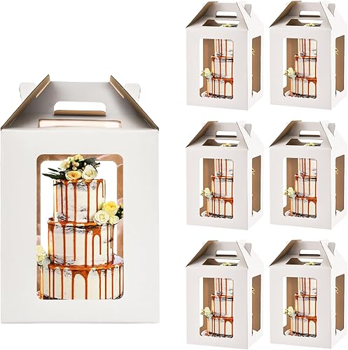 XININSUN Cajas de pastel de 12 pulgadas de alto con ventanas, 12 x 12 x 14 pulgadas de alto, caja de pastel escalonada, caja de pastel de capas,