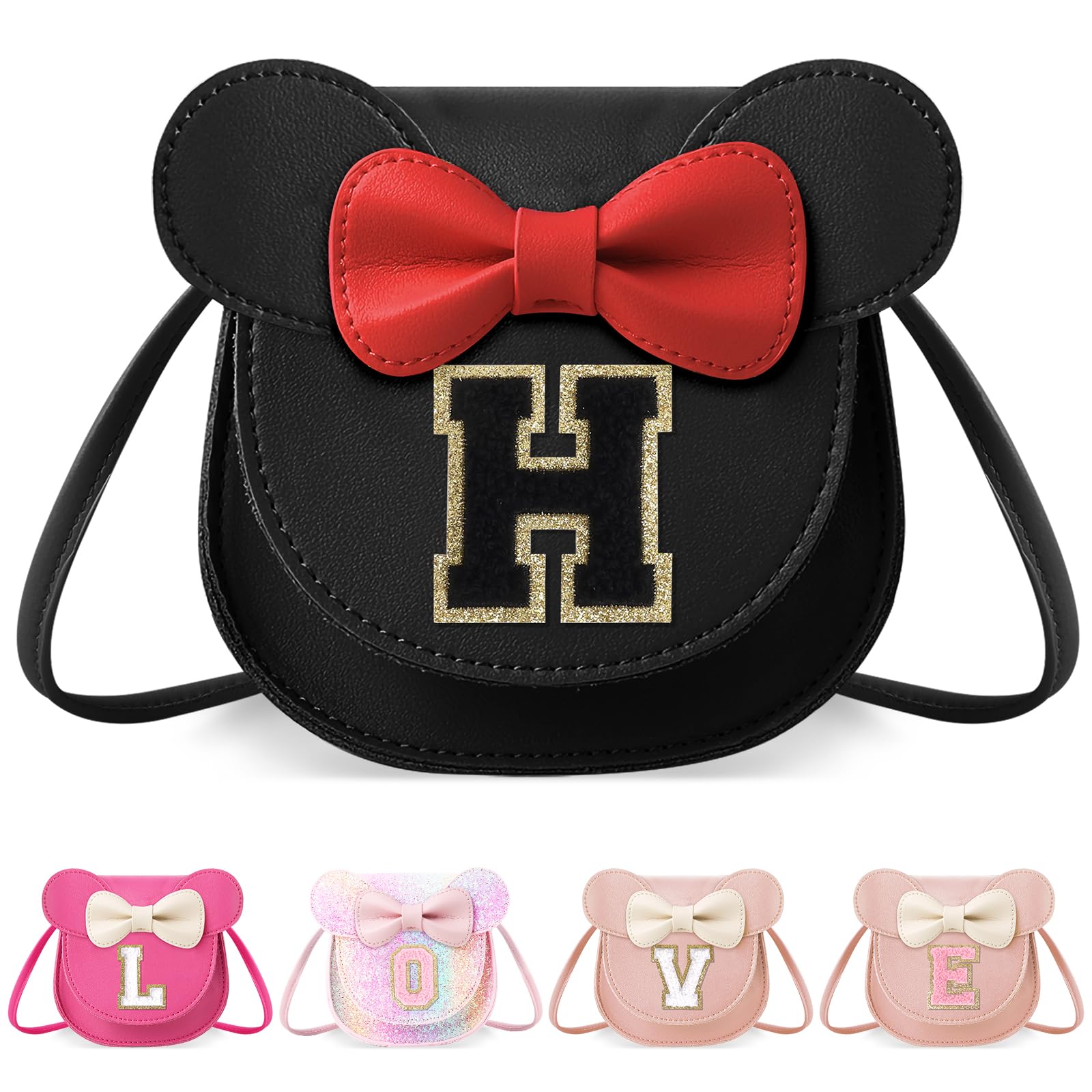 Little Girl Toddler Purse - Cute Mouse Ear Bow Crossbody Bag for 2-8 Year Olds - Birthday Gift