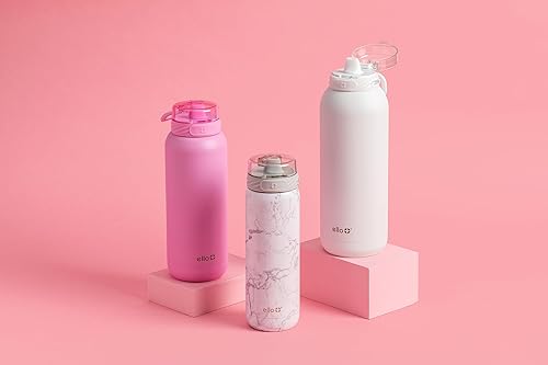 Miniatura 9 de Ello Cooper - Botella de agua de acero inoxidable con popote y asa de transporte, doble pared y aislamiento al vacío, tapa de bloqueo a prueba de