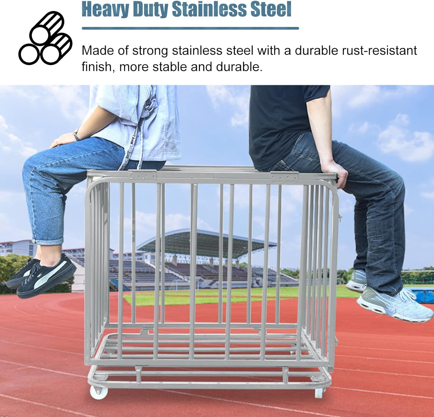 Sports Ball Storage Rack Sports Ball Organizer for Garage, Large Soccer Equipment Cart with Lockable Hinge Cover, Basketball Volleyball Folding Storage Cart ()