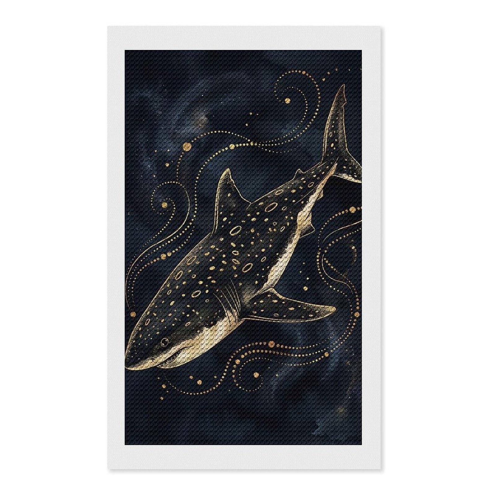 Junmoney Whale Shark in Dark Blue Watercolor Full Drill Diamond Painting Kit 12"x20", for Teens, Calming Craft to Unwind, Home Wall Decor, Christmas Gift