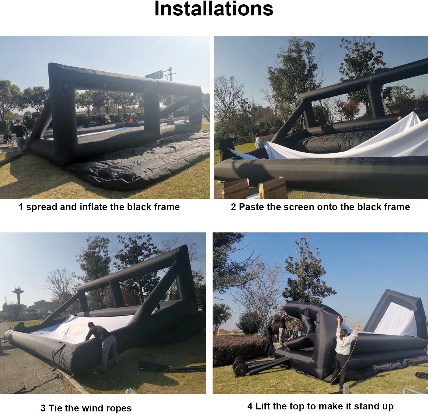 41ft/40 ft Inflatable Movie Screen Outdoor Exclude Blowers - Front and Rear Projection - Commercial Projector Screen for School, Churches, Grand Parties, Drive-in Theater(41ft Without Blowers)