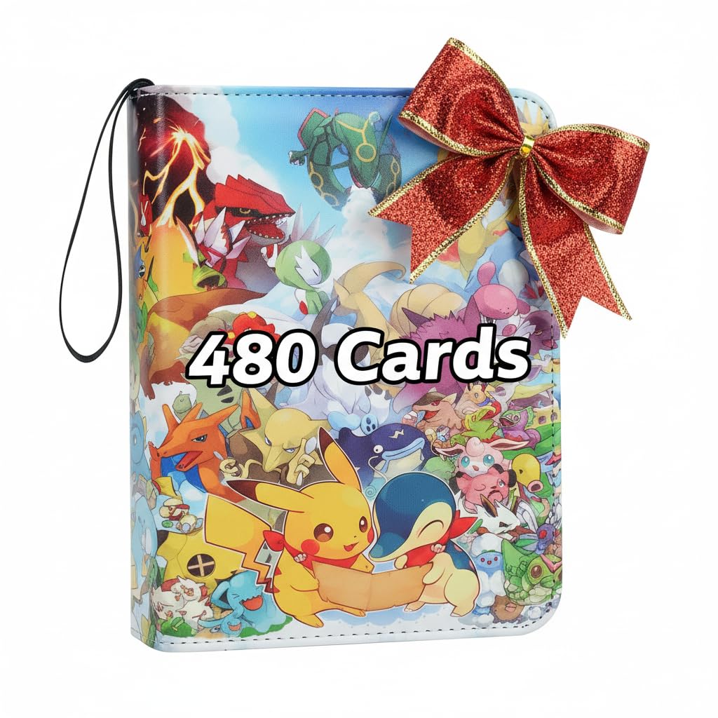 HYSINSE Album per cromos carte da collezione per giochi di carte collezionabilidi 480 buste da gioco,per TCG,regalo per ragazzi e ragazze,album toploader per pokemon tcg