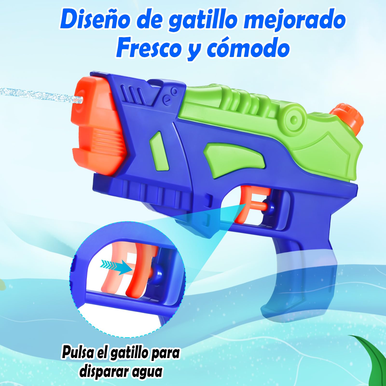 (Pack de 2) Pistolas de Agua para Niños, Pistolas de Agua con Gatillo para Piscina al Aire Libre, Mejores Juguetes de Verano para Niños y Niñas, Juguetes de Entrenamiento para Perros y Gatos