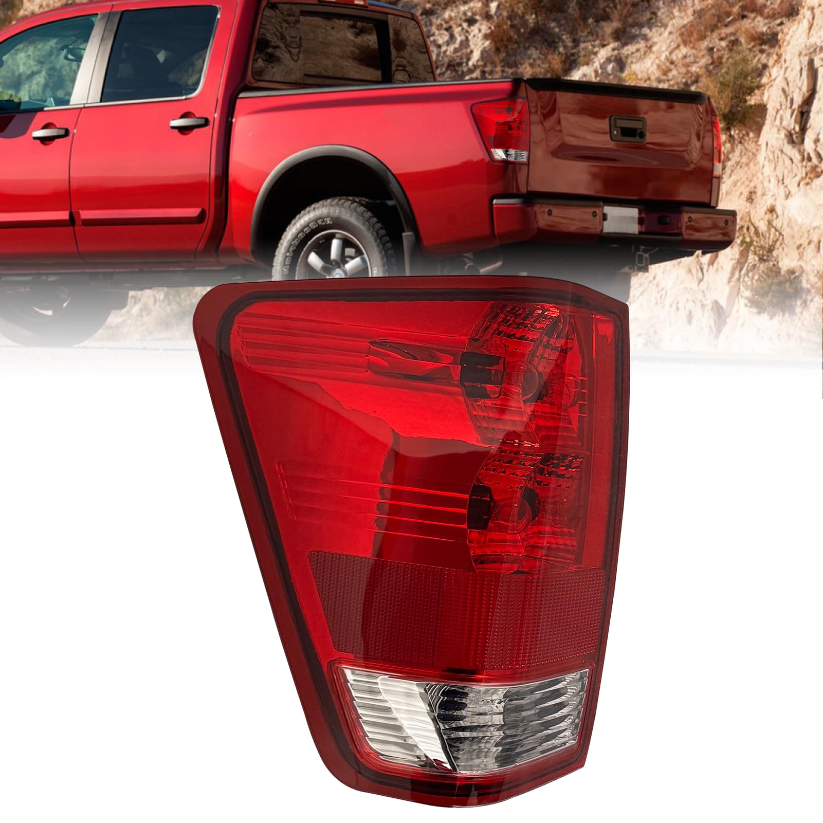Tail Light Compatible with 2004-2015 Nissan Titan Rear Taillight Brake Lamp with Bulb Replacement 265557S227, NI2800161 (Left Driver Side)