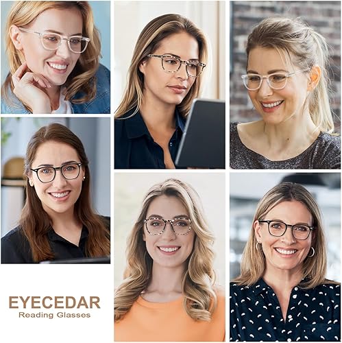 Miniatura 8 de EYECEDAR Paquete de 5 lentes de lectura para hombres y mujeres de metal con medio marco para lectores 1.00