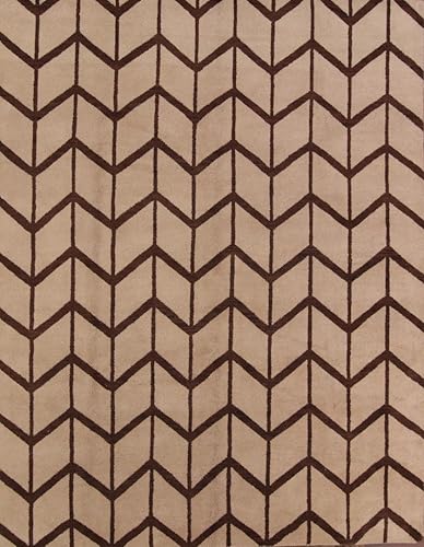 Alfombra de zona clásica oriental marroquí de 2.0 x 3.1 in hecha a mano para comedor, color beige geométrico (5' 3" x 8' 0")