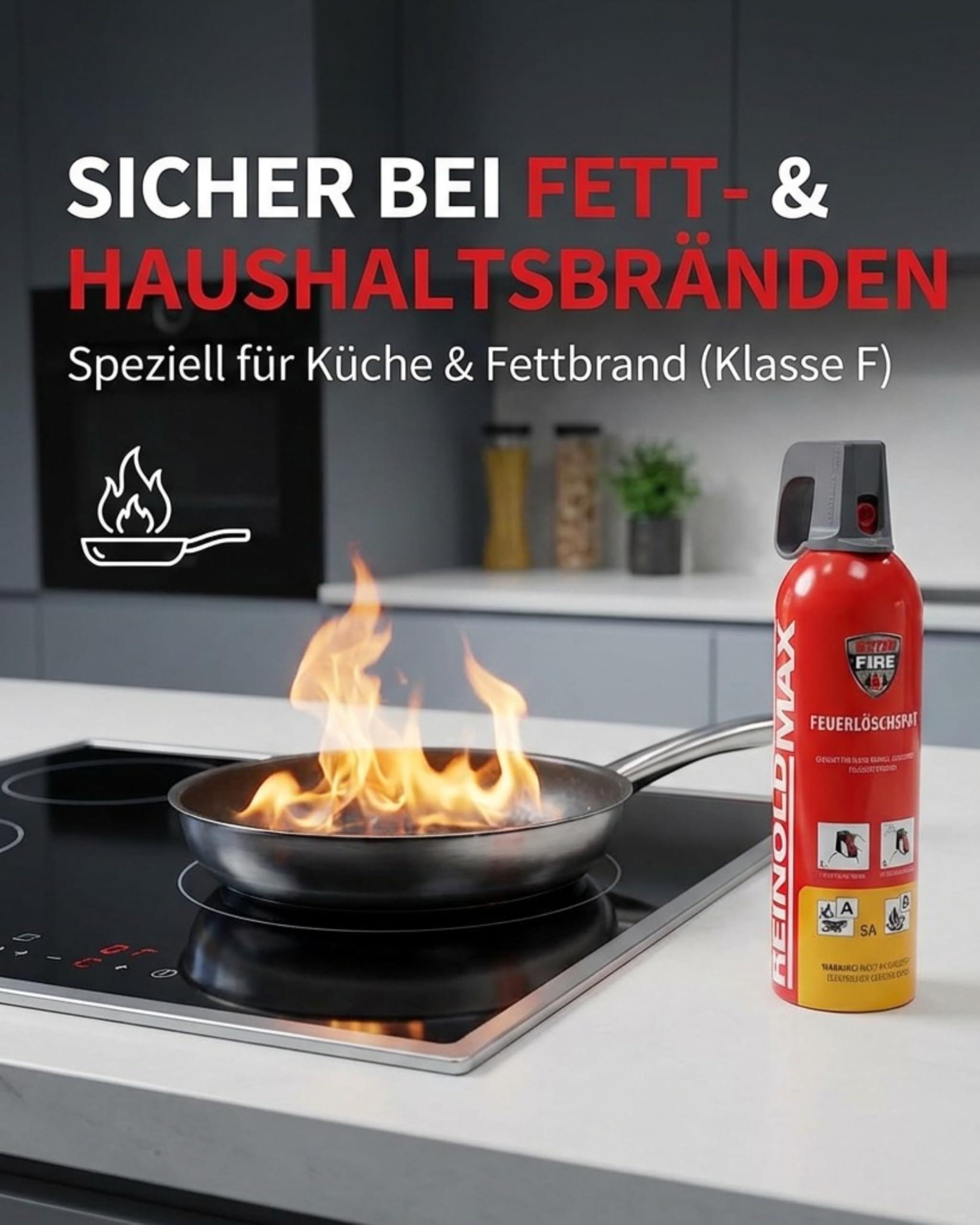 Xenotec Feuerlöscher - Löschspray 2x750 ml - Feuerlöscher Auto - Küche, Haushalt, Auto Feuerlöscher Schaum - Schaumlöscher - Co2 Feuerlöscher - Kompakter Feuerlöscher für unterwegs