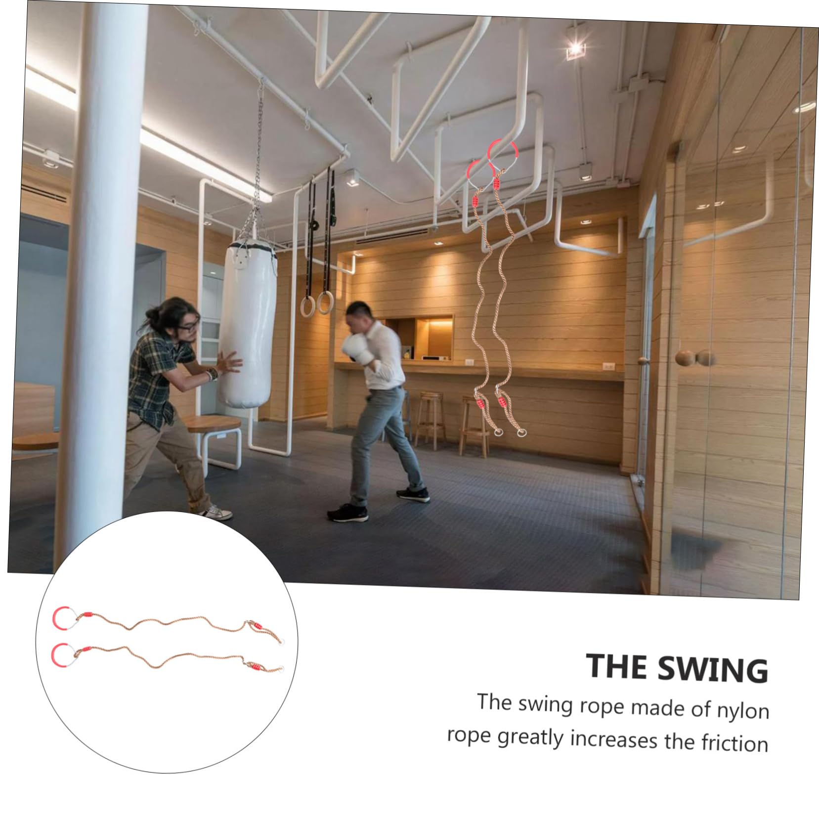 Hemoton 1Pair Gymnastic Rings Fitness Traction Rings for Pull Up Training Indoor Exercise Equipment Heavy Duty Supports for Adults