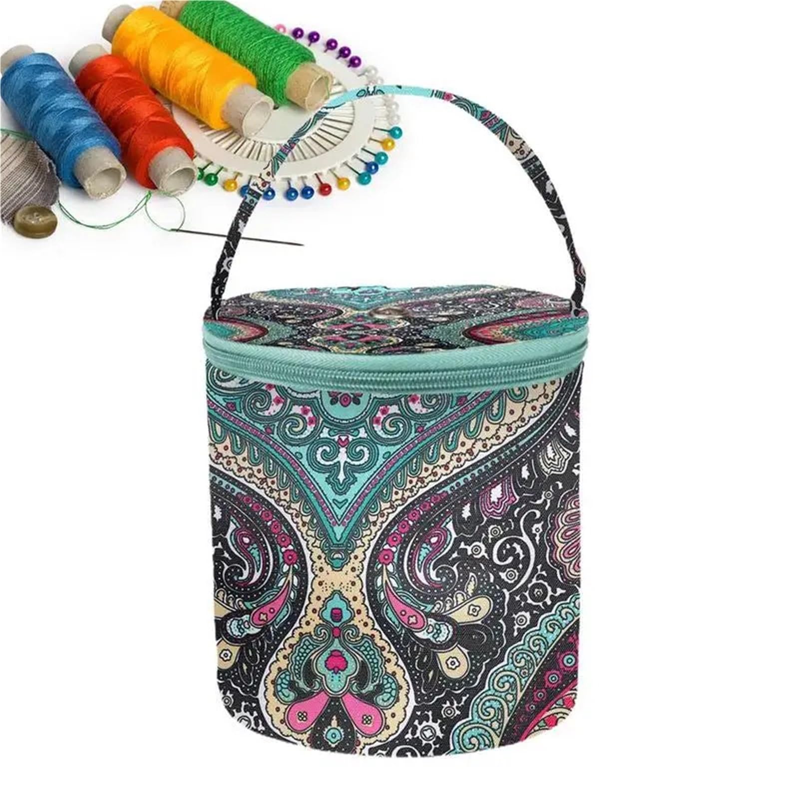 Cestino Cucito Cestino portaoggetti Ferri da maglia Tote organizer for filati Borsa rotonda for uncinetto Accessori for strumenti for cucire artigianali fai-da-te