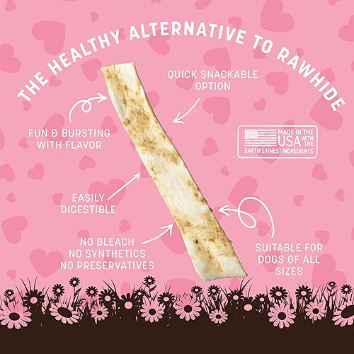 Miniatura 2 de Earth Animal No Hide Strips - Golosinas naturales vegetarianas con sabor a fresas y crema, sin cuero crudo, masticables rápidos y finos para perros,