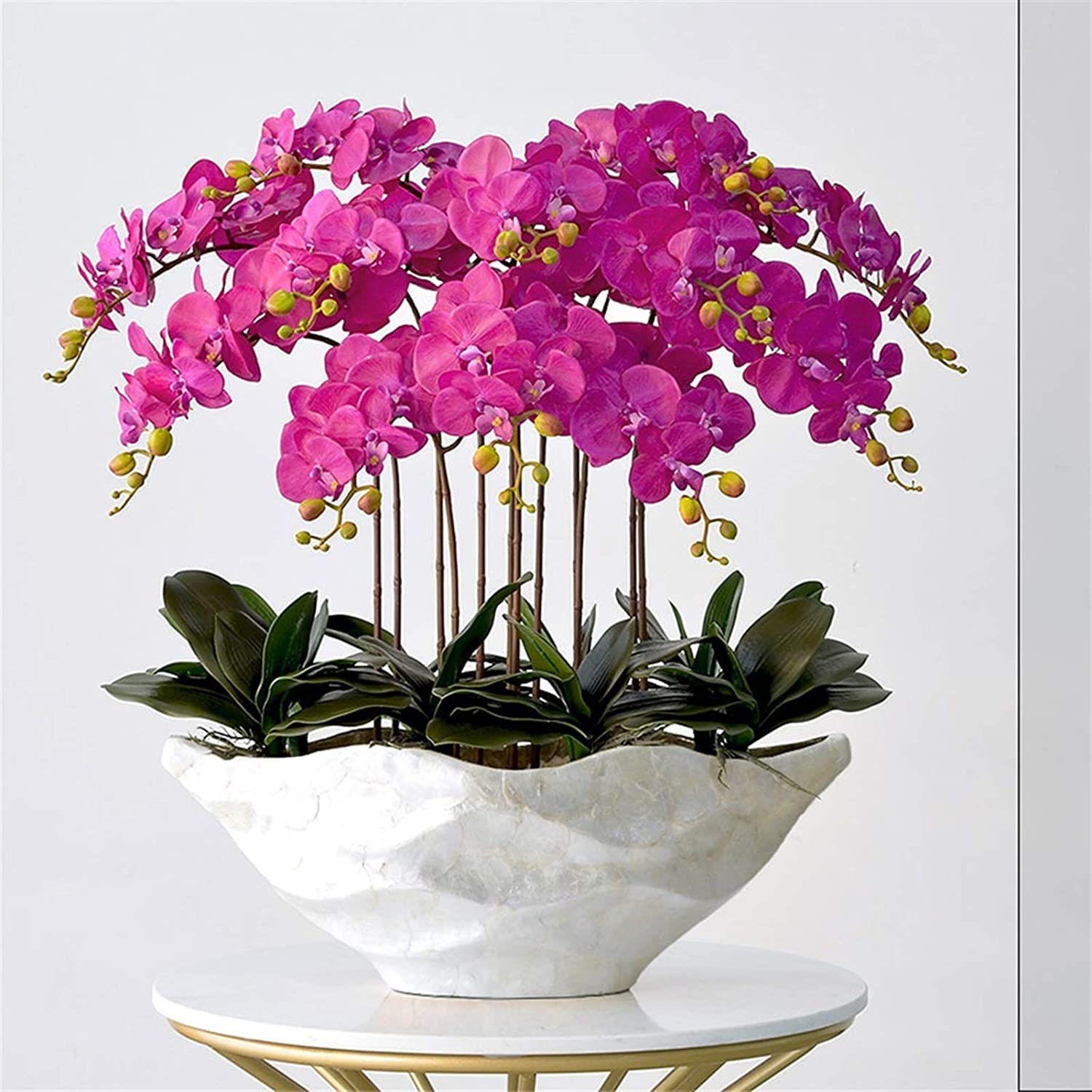 MYUYEE Artificial Flowers Artificial Phalaenopsis Flowers Rubber Silk Cloth Faux Orchids Porcelain Vase Orchids Artificial Plants Artificial Flowers Lifelike
