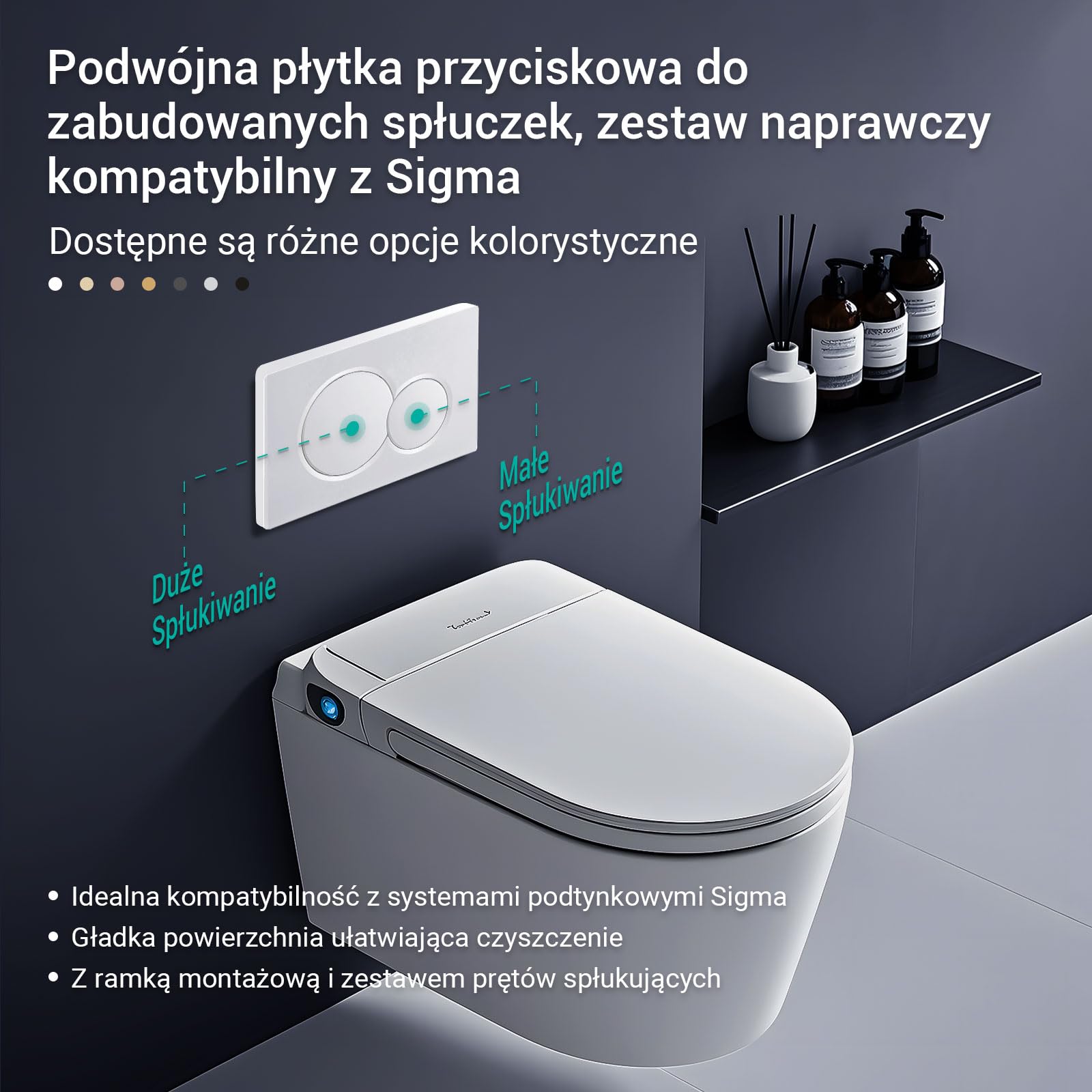 Empyreal Płytka dociskowa do WC spłuczka, części zamienne, kompatybilny z płytami uruchamiającymi Geberit Sigma 01 UP300 i 320, białe tworzywo sztuczne, do 2-krotnego spłukiwania, 1 sztuka