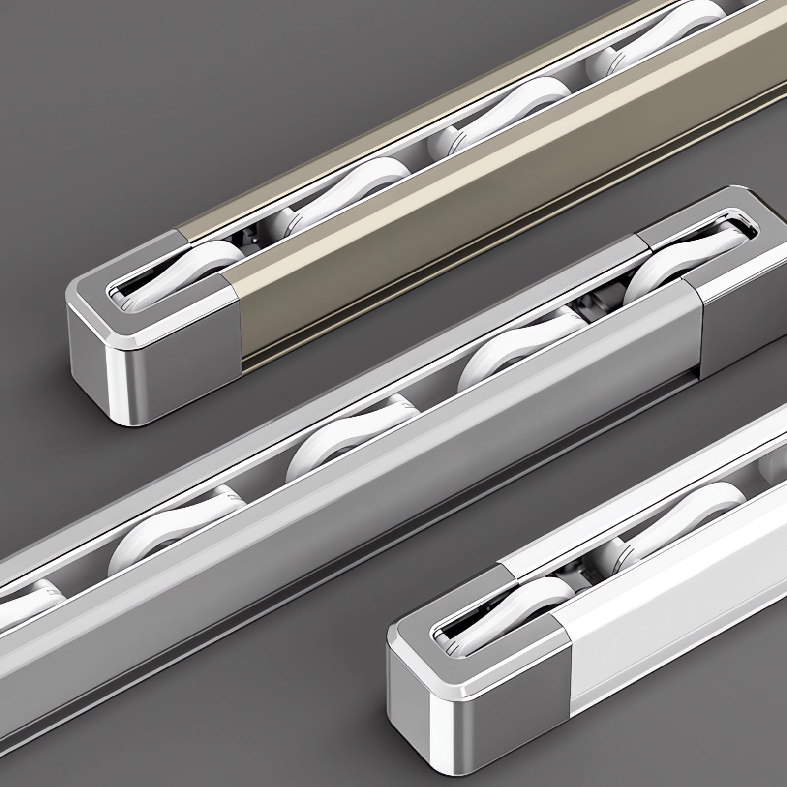 Generisch Strapazierfähig Deckenvorhangschiene, Aluminium Wandschiene Für Vorhänge Inkl. Zubehör, Für Dusch Erker RV Raumteiler(Gold,270cm(2 * 135cm))