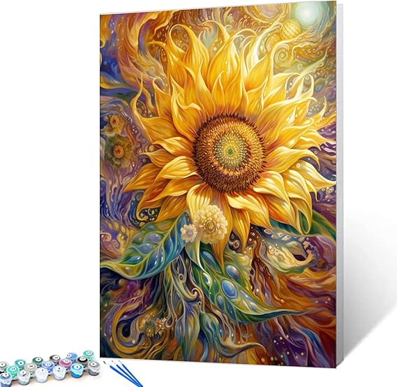 Blooming Sunflowers Paint By Numbers For Adults Beginner Wildflowers Field DIY Paint