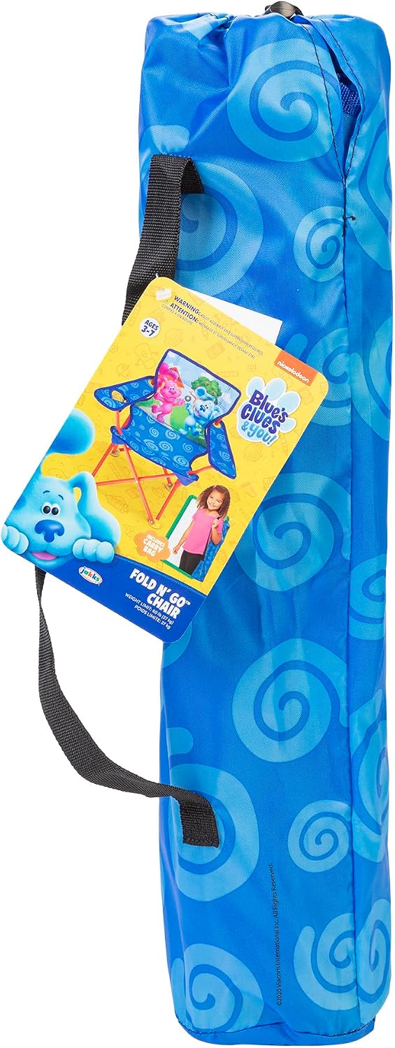 Blues Clues & You Children's Chair Foldable Camp Chairs for Kids - Fold and Go Chair for Park, Sports or Patio Includes Carry Bag, by JAKKS Pacific Toddlers 24M+
