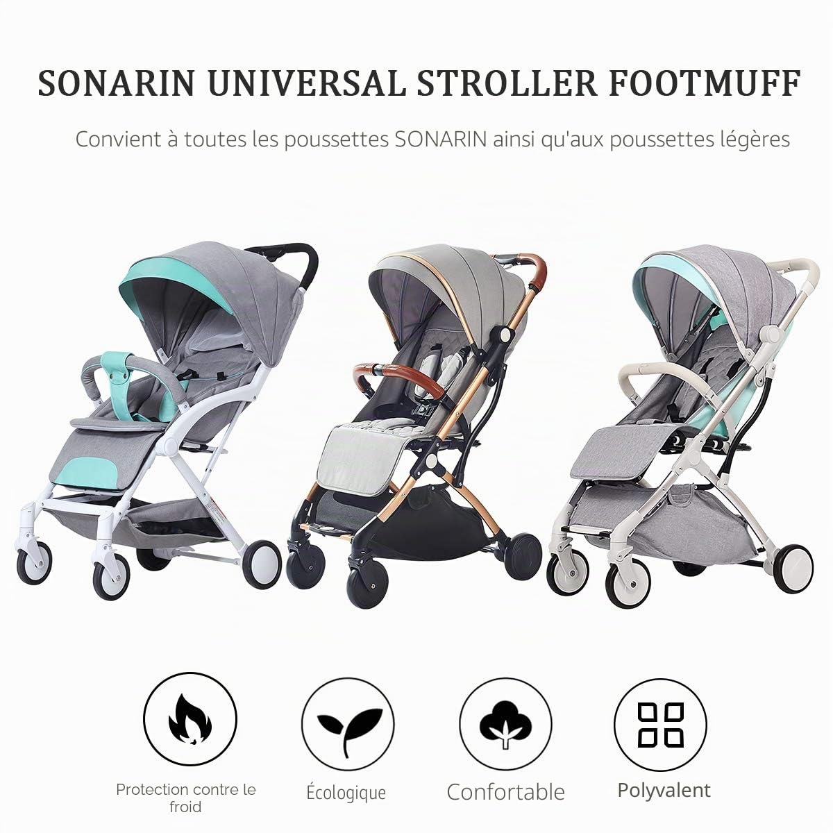 SONARIN Chancelière Universelle Premium pour poussette Chancelière,imperméable et coupe-vent,Cosy Toes Doublure polaire,pour Poussette Landau Buggy