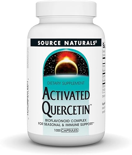 Source Naturals Quercetina activada - Complejo bioflavonoide derivado de plantas - Defensa estacional e inmune - 100 cápsulas
