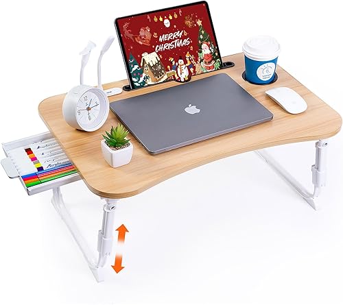 Escritorio para computadora portátil para cama, mesa de cama para computadora portátil de altura ajustable, soporte de escritorio plegable con