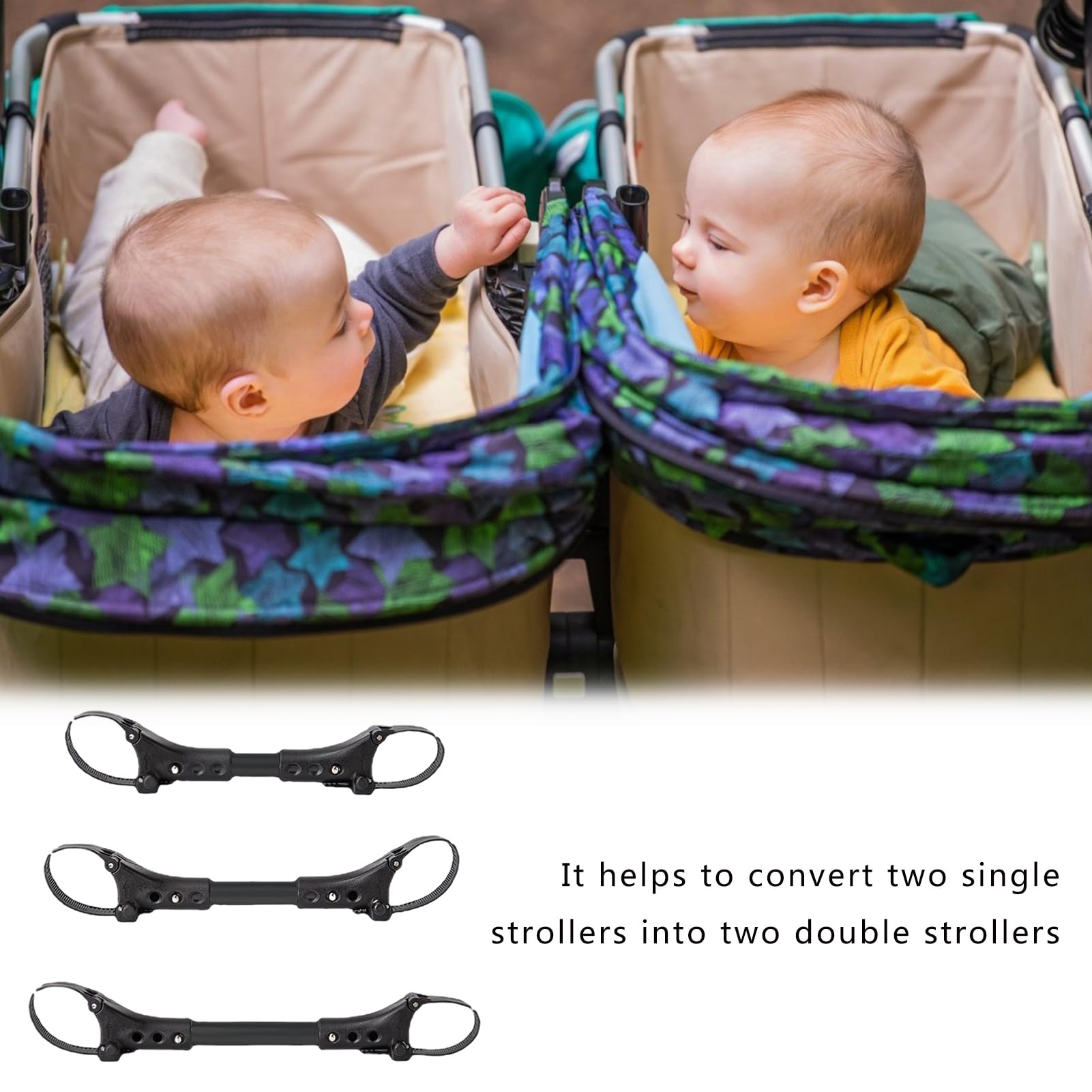 Connettori doppi per passeggino – comodi connettori doppi per passeggino | connettore universale per bambini, collegamenti per carrelli Stwin, set di giunti per passeggino