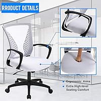 Vista 4 de HHS Silla de oficina ergonómica de malla, silla de computadora giratoria con ruedas, cómoda silla ejecutiva con soporte lumbar, sillas de gestión