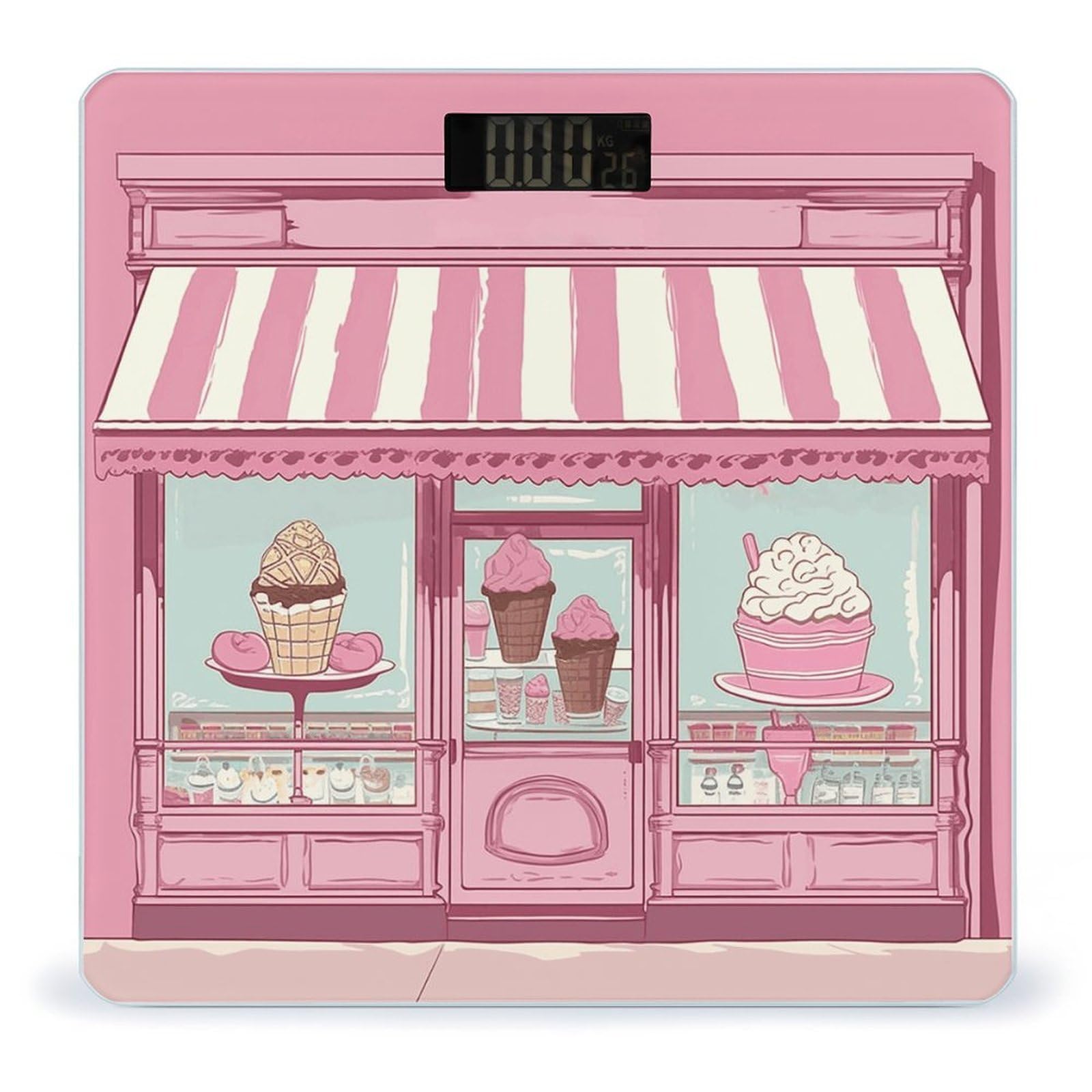 Ice Cream Store - Báscula digital de alta precisión con pantalla LCD grande, báscula de peso duradera para uso doméstico, mide hasta 400 libras/180 kg
