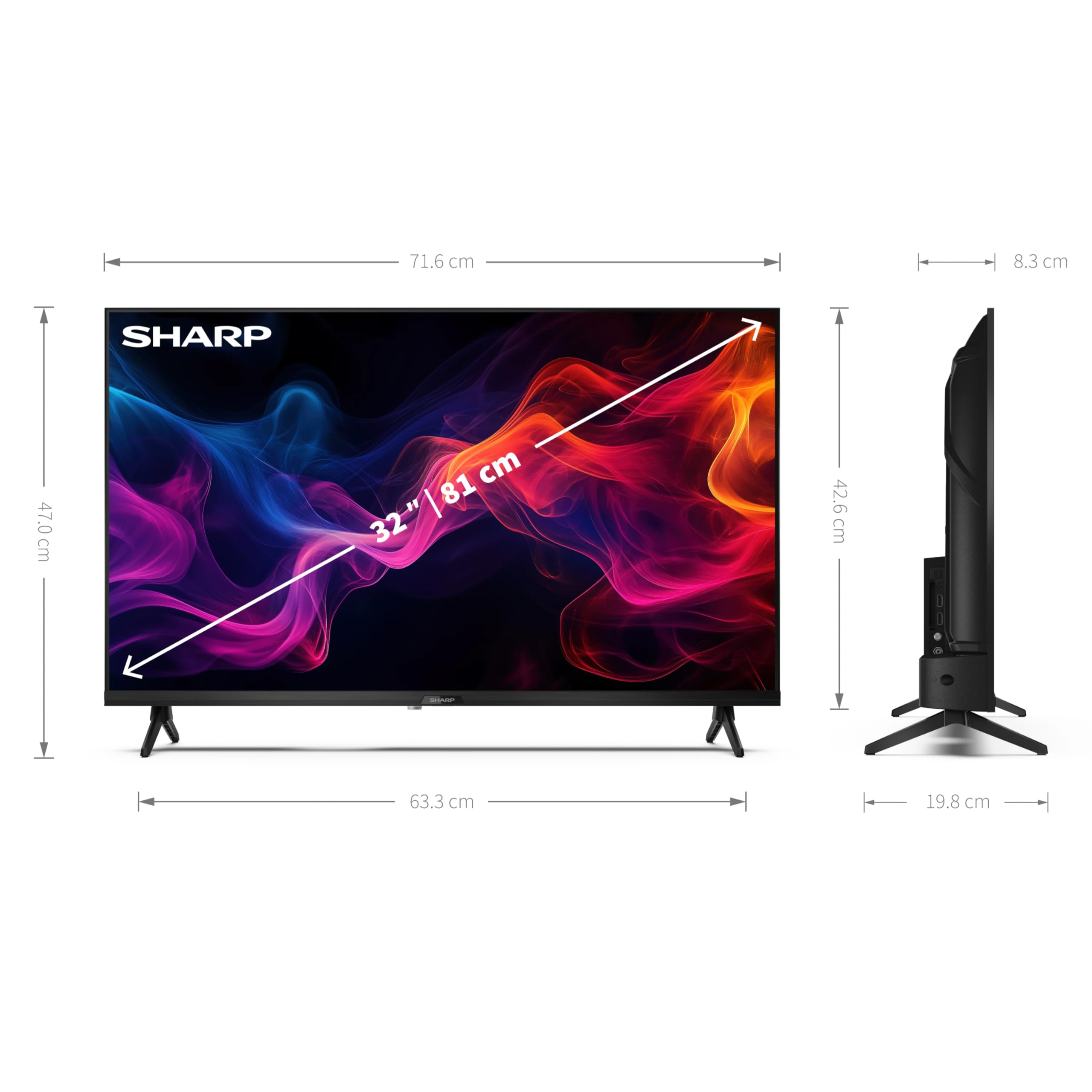 32GF2265E Smart TV 32 pouces H.265/HEVC DVB-T2 Noir 81 cm