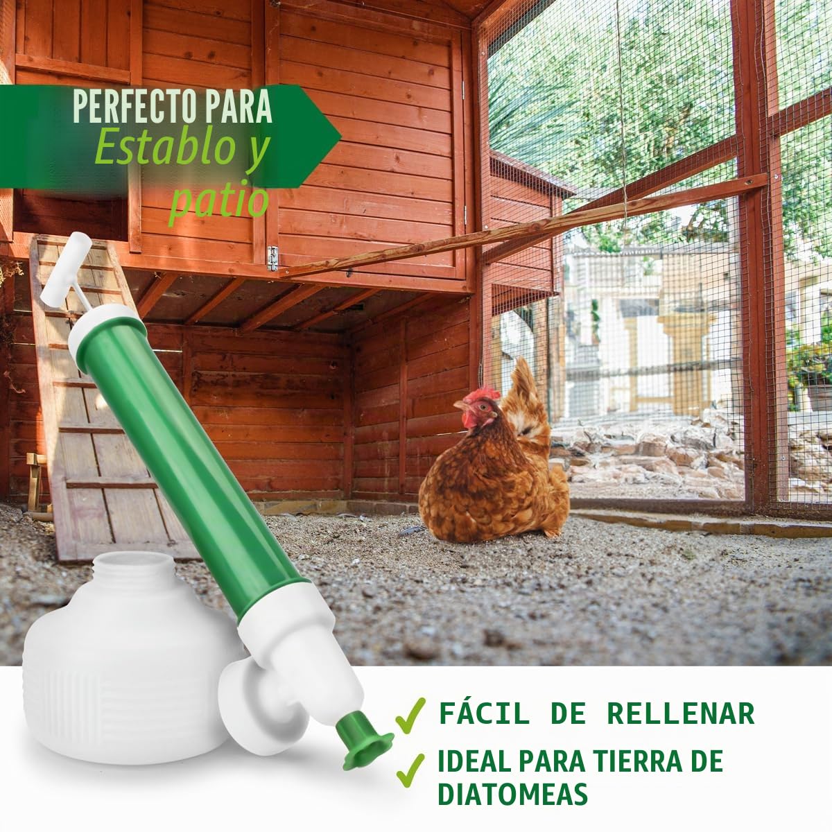 HÜHNER Land Zerstäuber de tierra de diatomeas - Pulverizador en polvo, bomba de polvo para tierra de diatomeas para gallinas | Pulverizador de polvo de tierra de diatomeas, nebulizador para gallinero