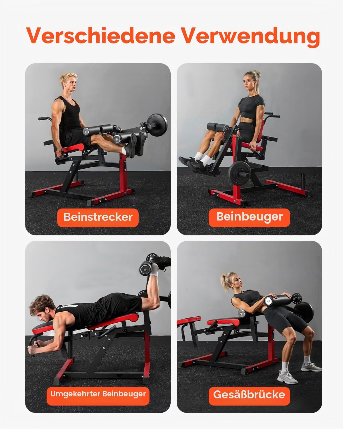 VEVOR Beinstrecker und Curl-Maschine, sitzende Bein-Drehstrecker für die Oberschenkel, verstellbares Gerät für Spezialübungen des Unterkörpers, Heim-Fitnessstudio Trainingsbank, 250 kg Tragkraft